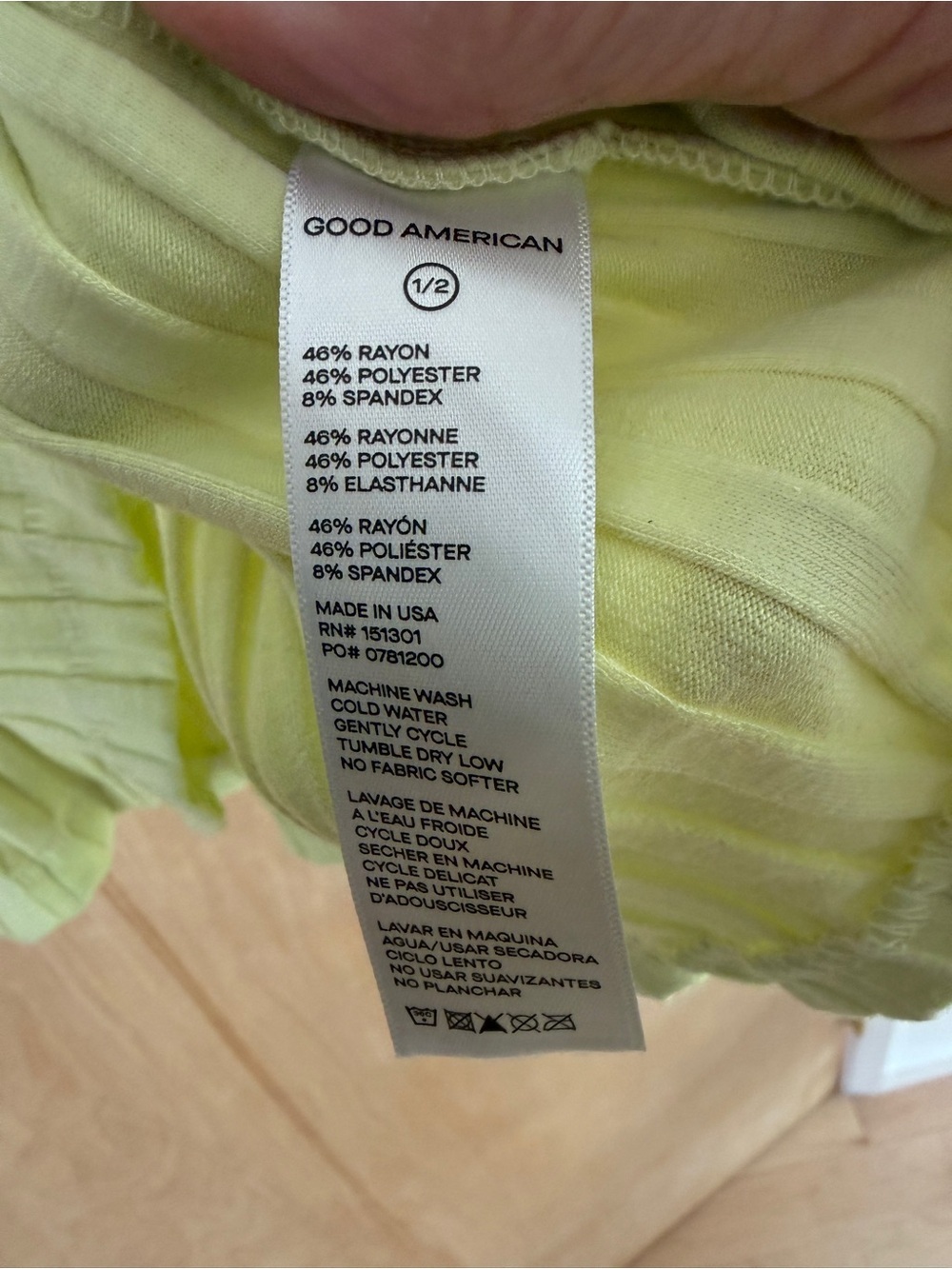 Good American Essential Rib Baby Tee – Neon Lime - Picture 7 of 14